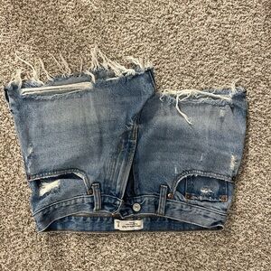 Distressed Blue Denim Shorts